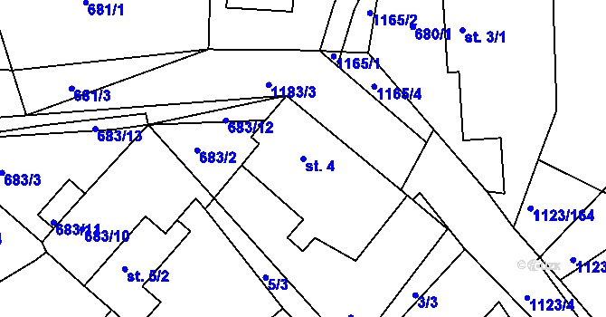 Parcela st. 4 v KÚ Rokytno, Katastrální mapa