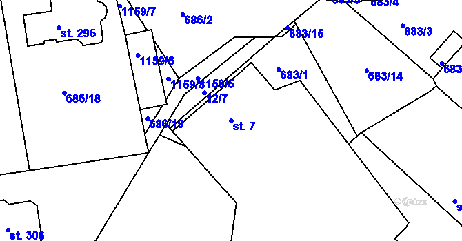 Parcela st. 7 v KÚ Rokytno, Katastrální mapa