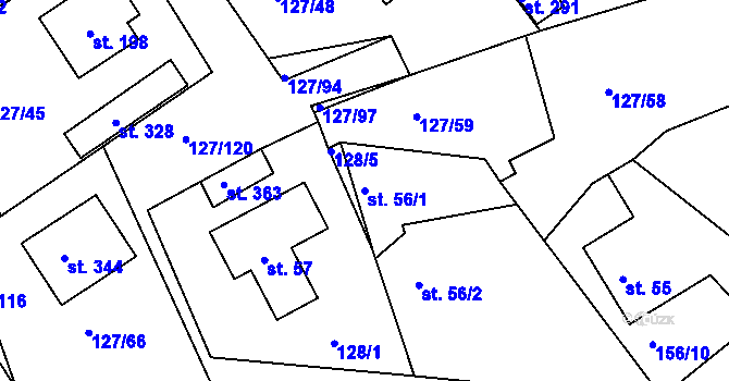 Parcela st. 56/1 v KÚ Rokytno, Katastrální mapa