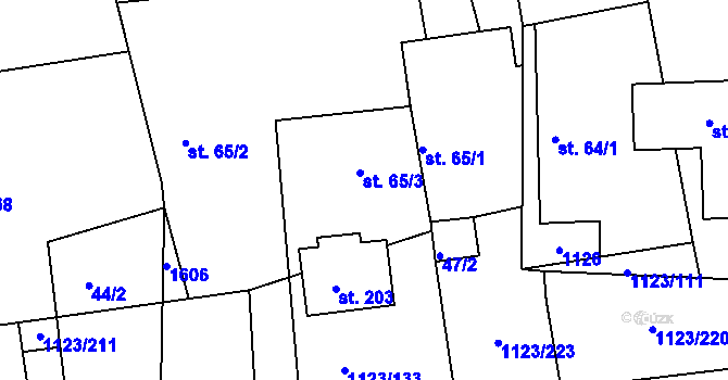 Parcela st. 65/3 v KÚ Rokytno, Katastrální mapa