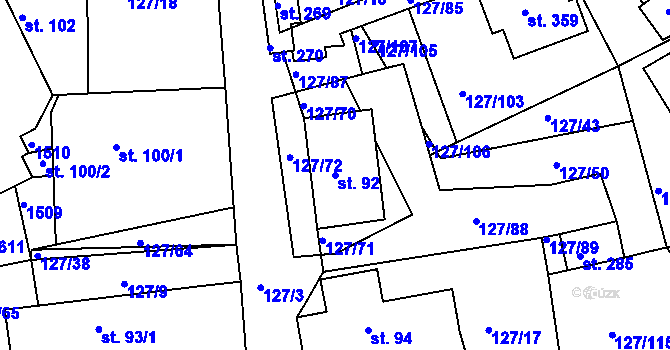 Parcela st. 92 v KÚ Rokytno, Katastrální mapa