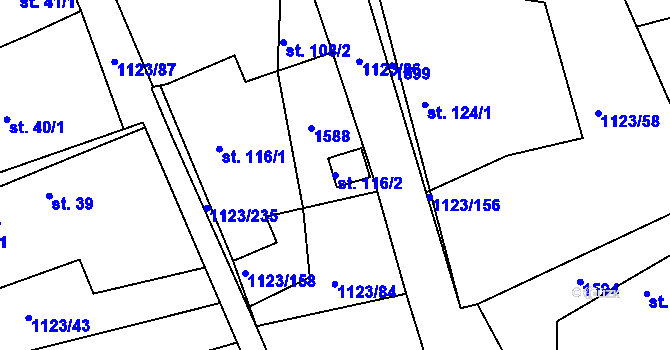 Parcela st. 116/2 v KÚ Rokytno, Katastrální mapa