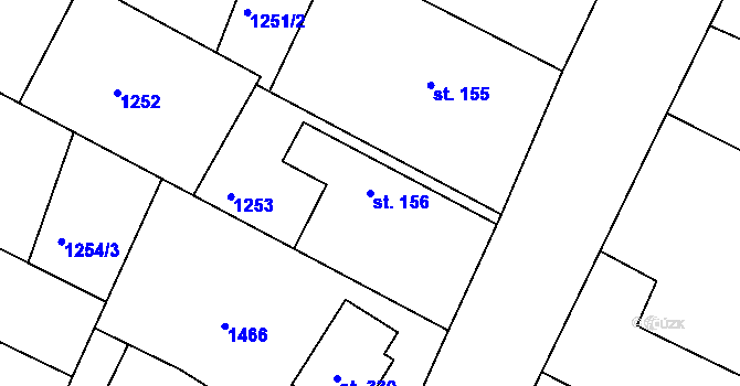 Parcela st. 156 v KÚ Rokytno, Katastrální mapa