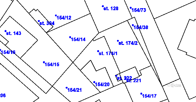 Parcela st. 174/1 v KÚ Rokytno, Katastrální mapa