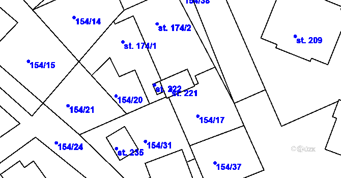 Parcela st. 221 v KÚ Rokytno, Katastrální mapa