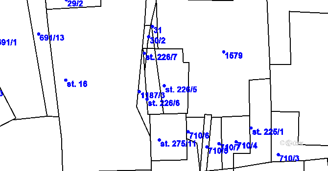 Parcela st. 226/5 v KÚ Rokytno, Katastrální mapa