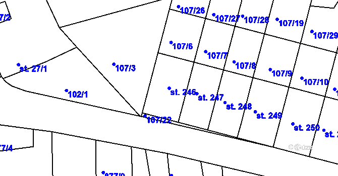 Parcela st. 246 v KÚ Rokytno, Katastrální mapa