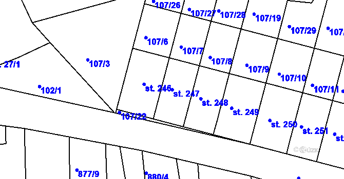 Parcela st. 247 v KÚ Rokytno, Katastrální mapa