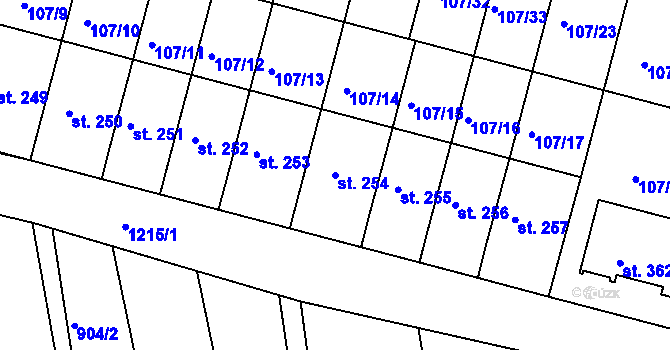 Parcela st. 254 v KÚ Rokytno, Katastrální mapa