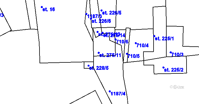 Parcela st. 275/11 v KÚ Rokytno, Katastrální mapa