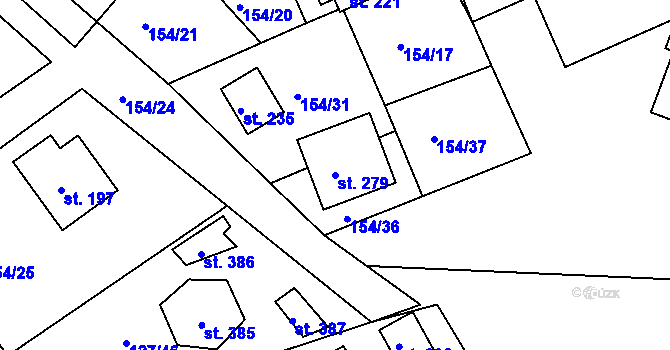 Parcela st. 279 v KÚ Rokytno, Katastrální mapa