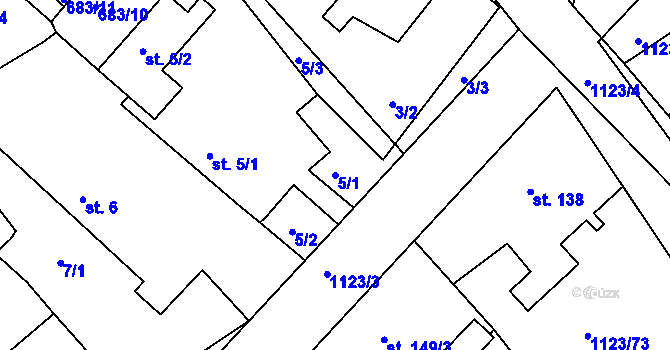 Parcela st. 5/1 v KÚ Rokytno, Katastrální mapa