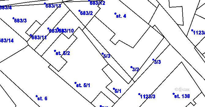 Parcela st. 5/3 v KÚ Rokytno, Katastrální mapa