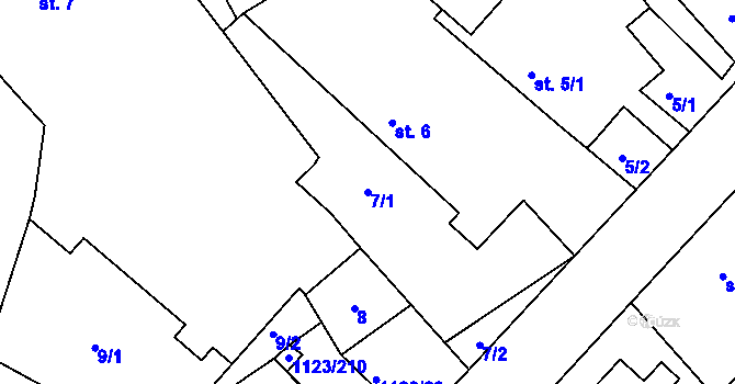 Parcela st. 7/1 v KÚ Rokytno, Katastrální mapa
