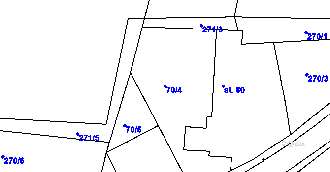 Parcela st. 70/4 v KÚ Rokytno, Katastrální mapa