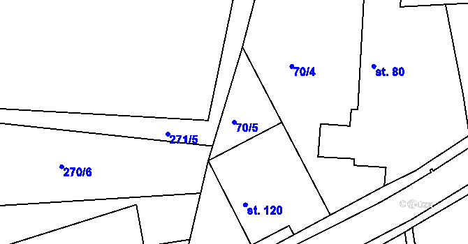 Parcela st. 70/5 v KÚ Rokytno, Katastrální mapa