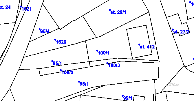 Parcela st. 100/1 v KÚ Rokytno, Katastrální mapa