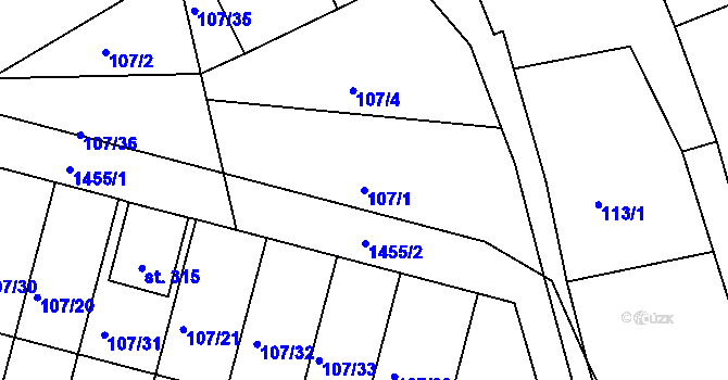 Parcela st. 107/1 v KÚ Rokytno, Katastrální mapa