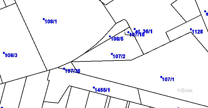 Parcela st. 107/2 v KÚ Rokytno, Katastrální mapa