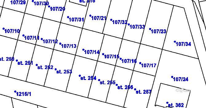 Parcela st. 107/15 v KÚ Rokytno, Katastrální mapa