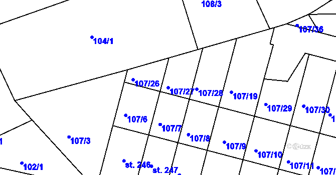 Parcela st. 107/27 v KÚ Rokytno, Katastrální mapa