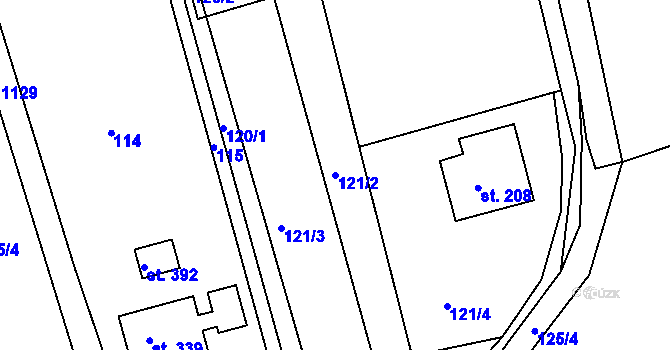 Parcela st. 121/2 v KÚ Rokytno, Katastrální mapa