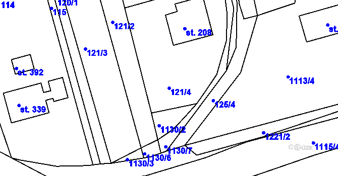 Parcela st. 121/4 v KÚ Rokytno, Katastrální mapa
