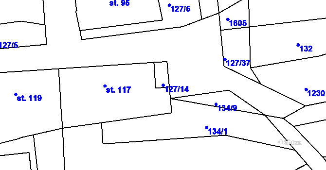 Parcela st. 127/14 v KÚ Rokytno, Katastrální mapa