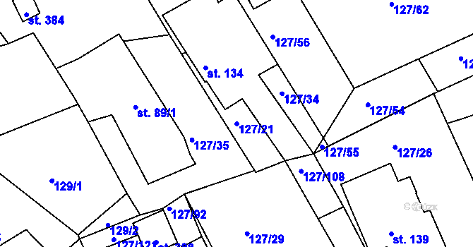 Parcela st. 127/21 v KÚ Rokytno, Katastrální mapa