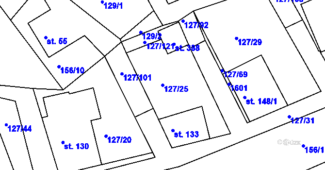 Parcela st. 127/25 v KÚ Rokytno, Katastrální mapa