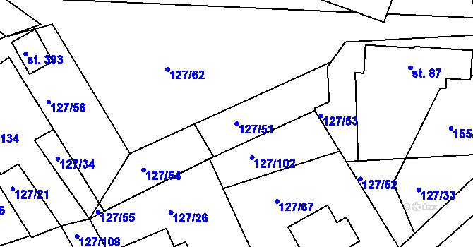 Parcela st. 127/51 v KÚ Rokytno, Katastrální mapa