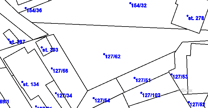 Parcela st. 127/62 v KÚ Rokytno, Katastrální mapa