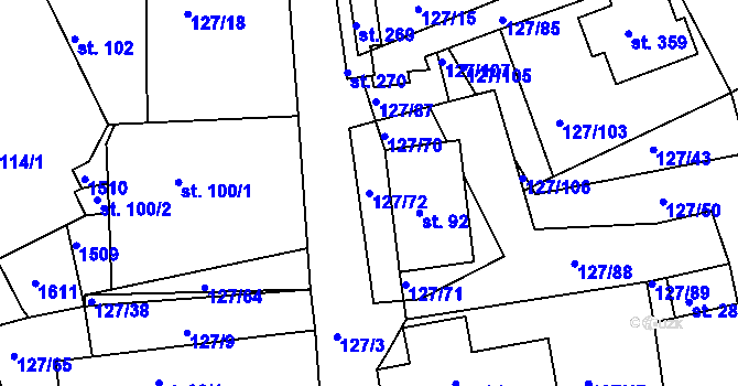 Parcela st. 127/72 v KÚ Rokytno, Katastrální mapa