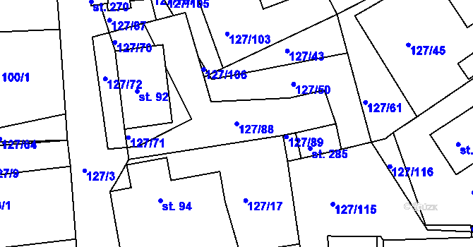Parcela st. 127/88 v KÚ Rokytno, Katastrální mapa