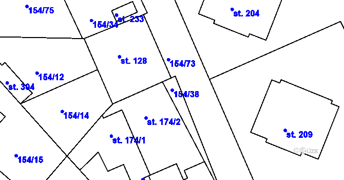 Parcela st. 154/38 v KÚ Rokytno, Katastrální mapa