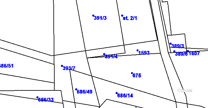 Parcela st. 391/4 v KÚ Rokytno, Katastrální mapa
