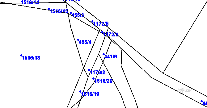 Parcela st. 441/9 v KÚ Rokytno, Katastrální mapa