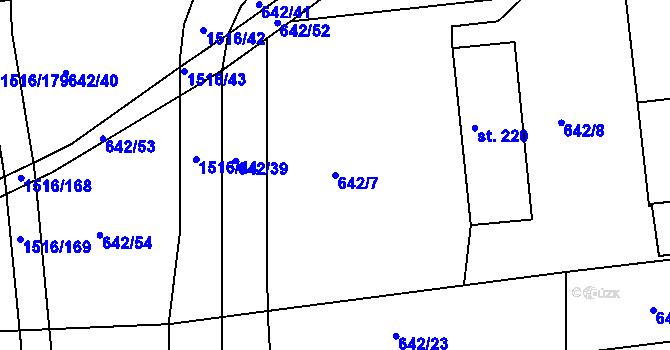 Parcela st. 642/7 v KÚ Rokytno, Katastrální mapa