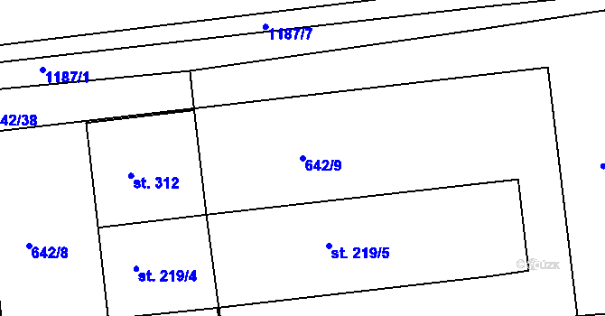 Parcela st. 642/9 v KÚ Rokytno, Katastrální mapa