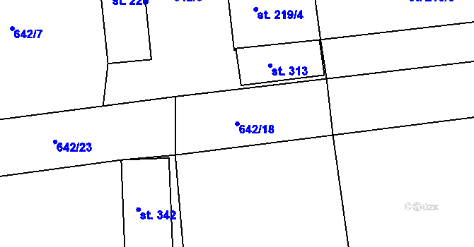 Parcela st. 642/18 v KÚ Rokytno, Katastrální mapa
