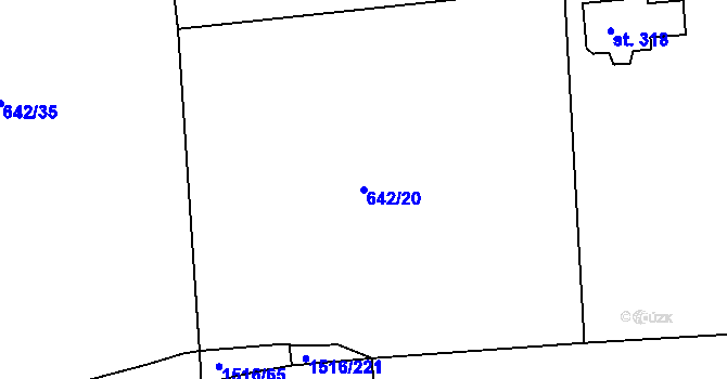 Parcela st. 642/20 v KÚ Rokytno, Katastrální mapa