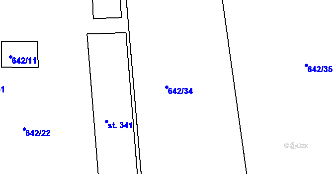 Parcela st. 642/34 v KÚ Rokytno, Katastrální mapa