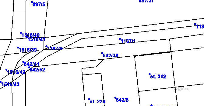 Parcela st. 642/38 v KÚ Rokytno, Katastrální mapa