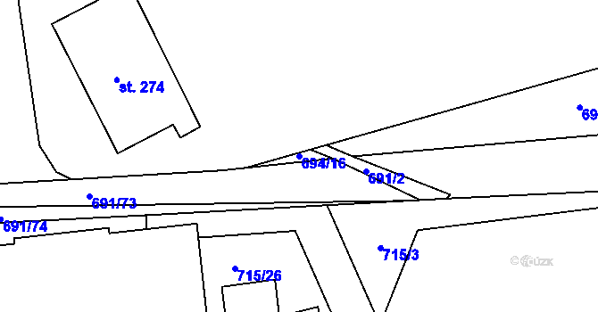 Parcela st. 694/16 v KÚ Rokytno, Katastrální mapa