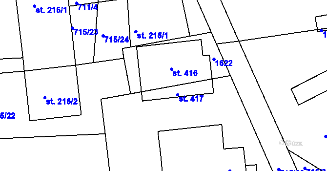 Parcela st. 715/27 v KÚ Rokytno, Katastrální mapa