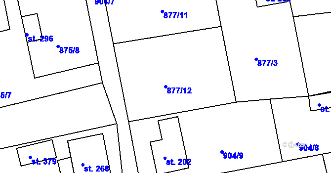 Parcela st. 877/12 v KÚ Rokytno, Katastrální mapa