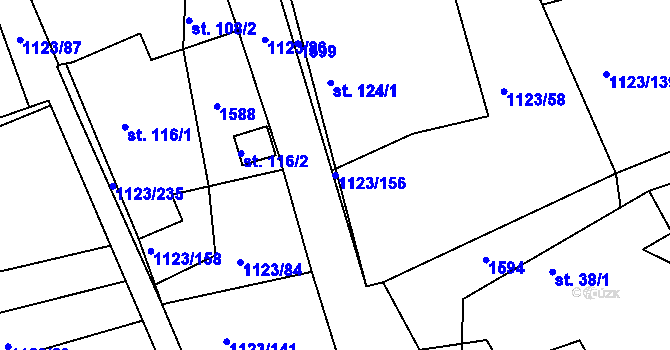 Parcela st. 1123/156 v KÚ Rokytno, Katastrální mapa