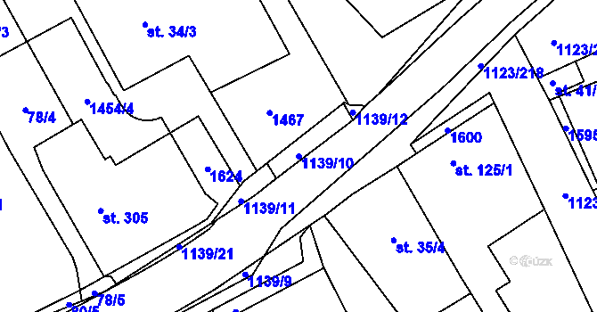 Parcela st. 1139/10 v KÚ Rokytno, Katastrální mapa
