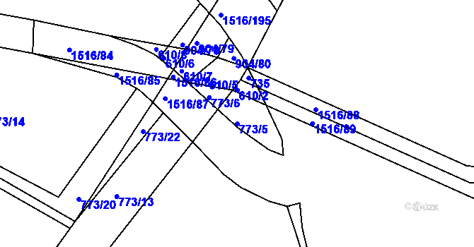 Parcela st. 773/5 v KÚ Rokytno, Katastrální mapa