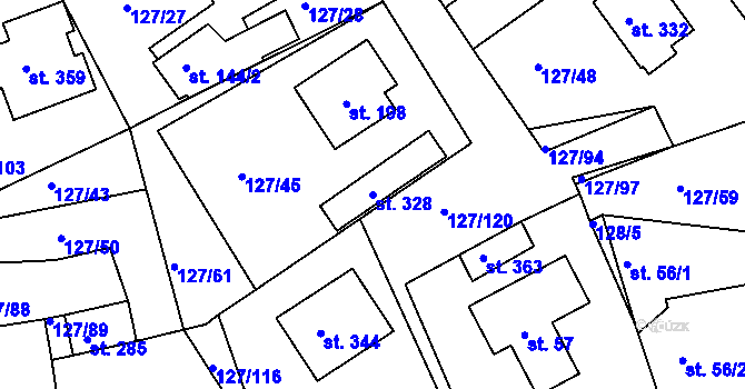Parcela st. 328 v KÚ Rokytno, Katastrální mapa